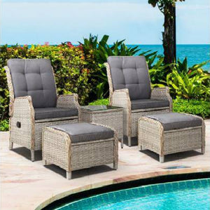 Recliner Chairs Sun lounge Outdoor Furniture Setting Patio