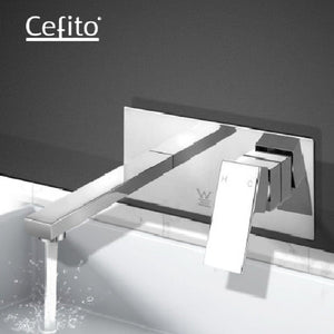 Cefito Bathroom Tap SET OF 2 Basin Mixer Wall Taps Faucet Sink Brass Silver WELS