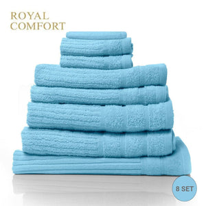Royal Comfort Eden Egyptian Cotton 600GSM 8 Piece Luxury Bath Towels  Aqua