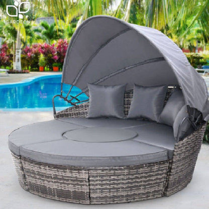 Outdoor Lounge Setting Patio Furniture Sofa Wicker Rattan Garden Set Table Grey
