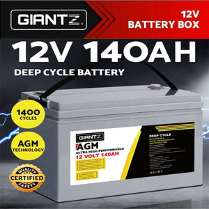 140Ah Deep Cycle Battery 12V AGM Marine Sealed Power Portable Box Solar Caravan Camping