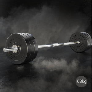 Everfit 68kg Barbell Set Weight Plates Bar Lifting Bench 168cm