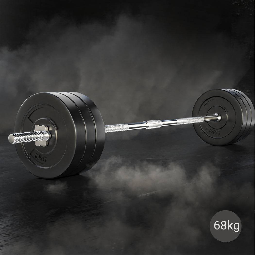 Everfit 68kg Barbell Set Weight Plates Bar Lifting Bench 168cm
