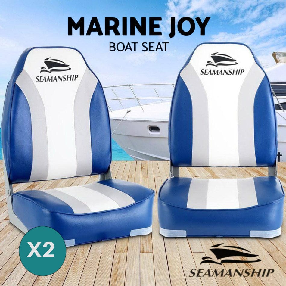 Seamanship 2X Folding Boat Seats Seat Marine Seating Set All Weather Swivels