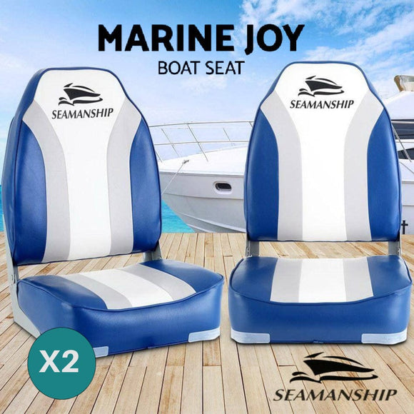 Seamanship 2X Folding Boat Seats Seat Marine Seating Set All Weather Swivels