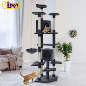 Cat Tree 203cm Trees Scratching Post Scratcher Tower Condo House Furniture Wood