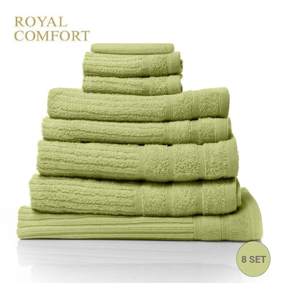 Royal Comfort Eden Egyptian Cotton 600GSM 8 Piece Luxury Bath Towels Set 8 Piece Spearmint