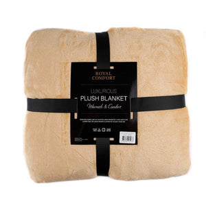 Royal Comfort Plush Blanket Throw Warm Soft Super Soft Large 220cm x 240cm - Camel