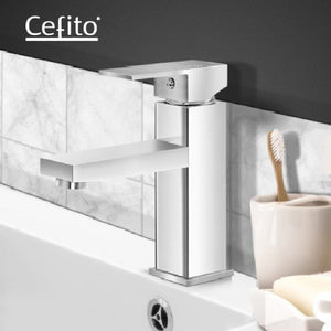 Cefito Basin Mixer Tap Faucet Bathroom Vanity Counter Top WELS Standard Brass Silver