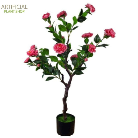 Artificial Plant Camellia Tree Flowering Natural Pink 100cm