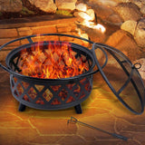 Fire Pit BBQ Portable Outdoor Camping Fireplace, Heater-75cm x 75cm x 60cm