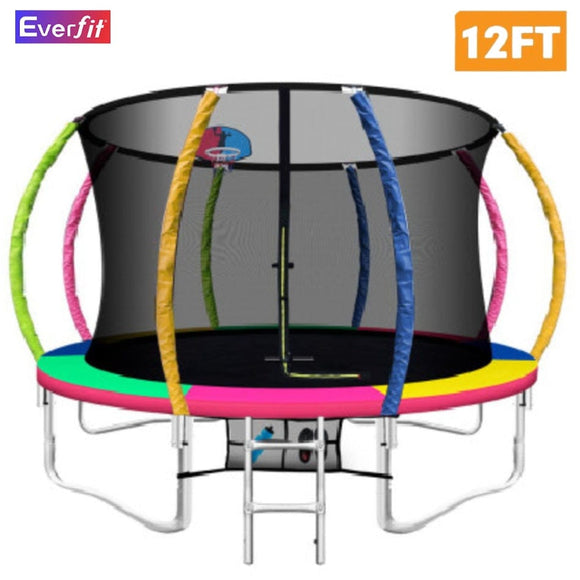 Everfit 12FT Trampoline for Kids w/ Ladder Enclosure Safety Net Rebounder Colors