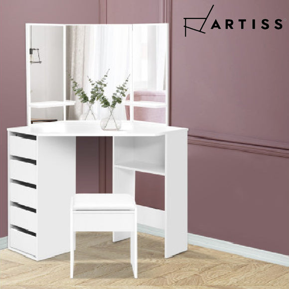 Corner Dressing Table With Mirror Stool White Mirrors Makeup Tables Chair