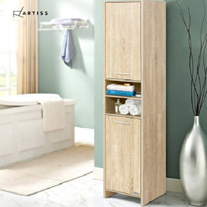 Artiss 185cm Bathroom Cabinet Tallboy Laundry Cupboard Oak