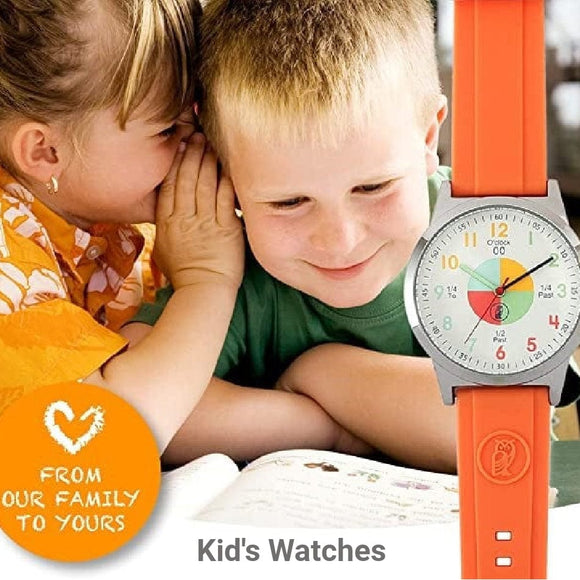 Analog Kids Watches for Kids Telling Time Teaching Tool - Orange
