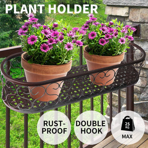 Plant Holder Plant Stand Hanging Flower Pot Basket Garden Wall Rack Shelf Oval Bronze