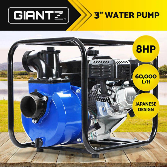 Petrol Water Pump Garden Irrigation Transfer Blue-Giantz 8HP 3