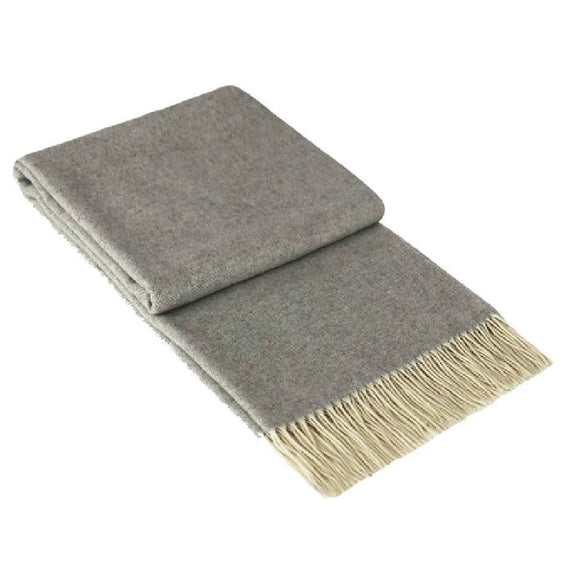 Kensington Throw - 10% Cashmere/ 90% Super Fine Merino Wool - Light Grey