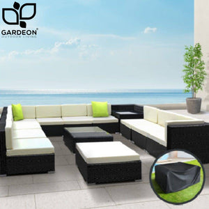 Gardeon 13PC Sofa Set with Storage Cover Outdoor Furniture Wicker