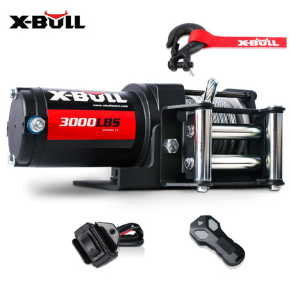 X-BULL 4X4  Electric Winch 3000lbs/1360kg Wireless 12V Steel Cable ATV 4WD BOAT 4X4