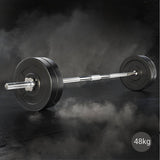 Everfit 48kg Barbell Set Weight Plates Bar Lifting Bench 168cm