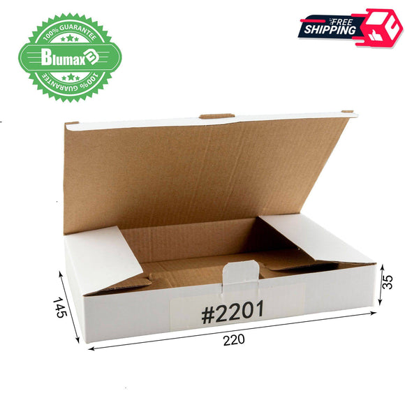 White Carton Cardboard Shipping Mailing Box 100x 220mm x 145mm x 35mm (#2201)