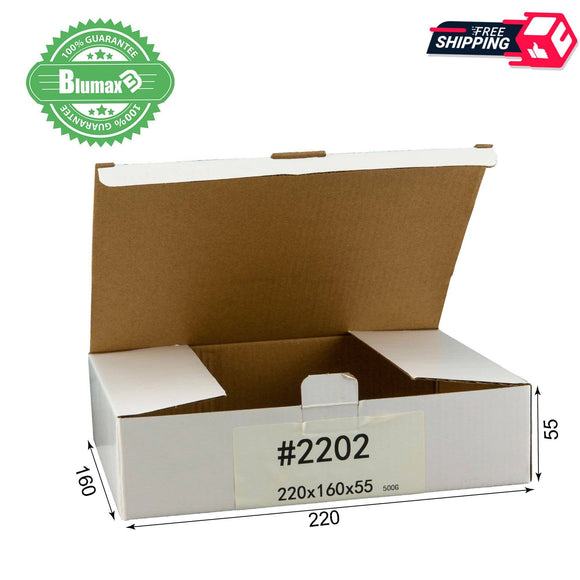 White Carton Cardboard Shipping Box 100x 220mm x 160mm x 55mm (#2202) for 500G Satchel