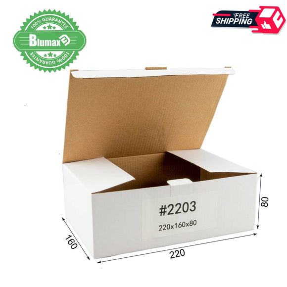 White Carton Cardboard Shipping Mailing Box100x 220mm x 160mm x 80mm (#2203)