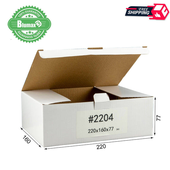White Carton Cardboard Shipping Box  100x 220mm x 160mm x 77mm (#2204) for 3KG satchel