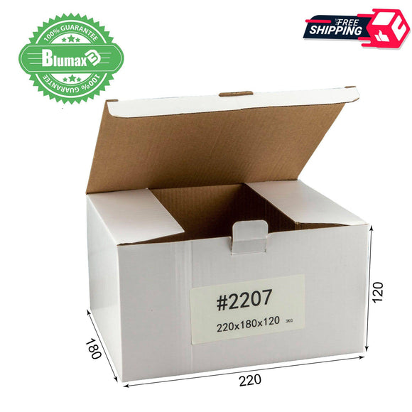 White Carton Cardboard Shipping Box 100x 220mm x 180mm x 120mm  (#2207) for 3KG Satchel