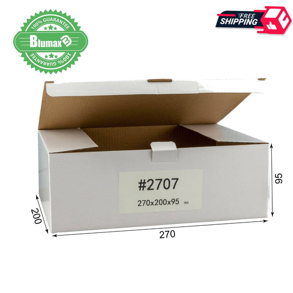 White Carton Cardboard Shipping Mailing  Box 100x 270mm x 200mm x 95mm  (#2707) for 3KG satchel