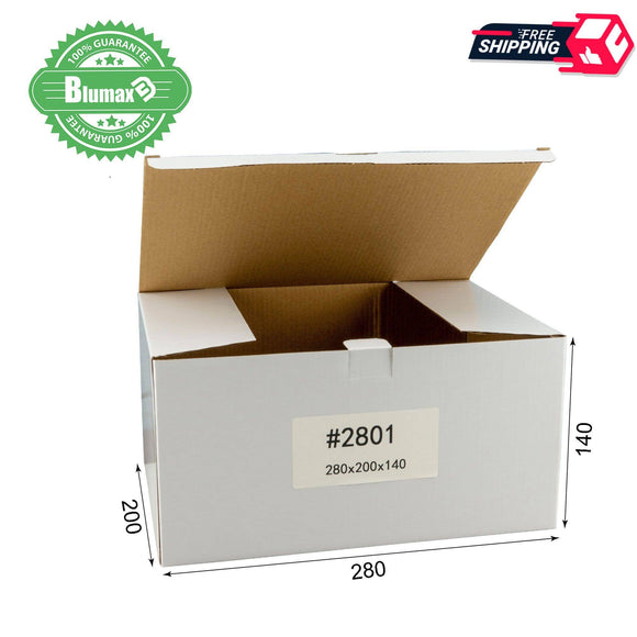 White Carton Cardboard Shipping Box 100x 280mm x 200mm x 140mm (#2801)
