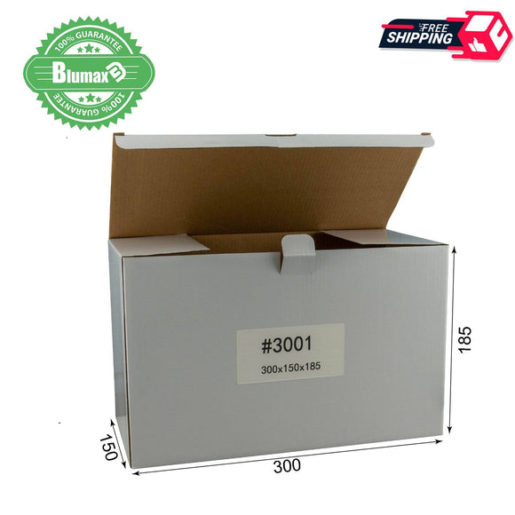 White Carton Cardboard Shipping Box 100x 300mm x 150mm x 185mm  (#3001)