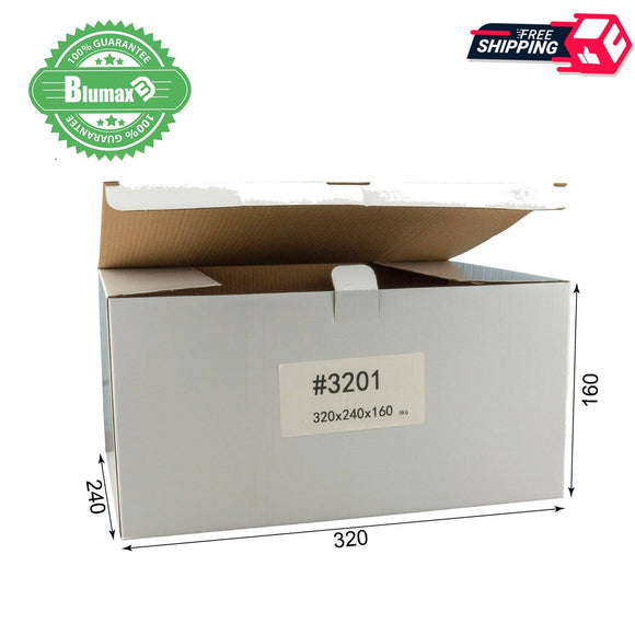 White Carton Cardboard Shipping Box 50 x 320mm x 240mm x 160mm  (#3201) for 5KG satchel