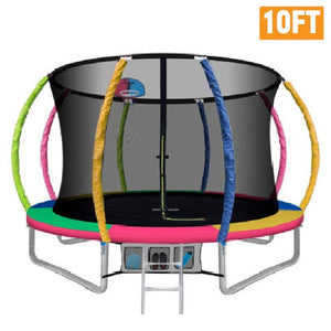 Everfit 10FT Trampoline for Kids w/ Ladder Enclosure Safety Net Rebounder Colors