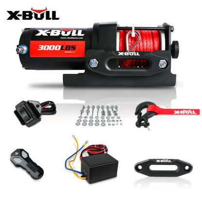 X-BULL 4X4 Electric Winch 12V Wireless 3000lbs/1360kg Synthetic Rope BOAT ATV 4WD