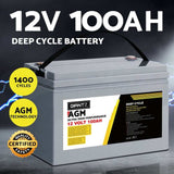 100Ah Deep Cycle Battery 12V AGM Marine Sealed Power Portable Box Solar Caravan Camping