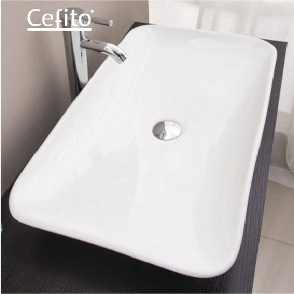 Above Counter Bathroom Basin Rectangular | Ceramic White 700 x 400 x 125 mm