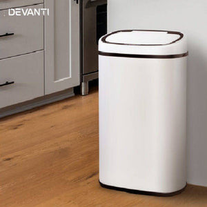 Motion Sensor Rubbish Bin - Devanti 58L White