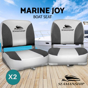 Seamanship Set of 2 Folding Swivel Boat Seats - Grey