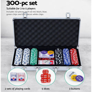 Poker Chip Set 300PC Chips TEXAS HOLD'EM Casino Gambling Dice Cards