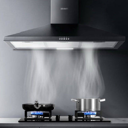 Range Hood Rangehood 90cm 900mm Kitchen Canopy LED Light Wall Mount Black