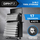 Giantz 17 Drawers Tool Box Trolley Black