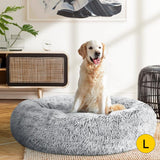 Pet Bed Dog Cat Calming Bed Large 90cm Charcoal Sleeping Comfy Cave Washable