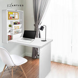 Artiss Foldable Computer Desk with Bookshelf - White