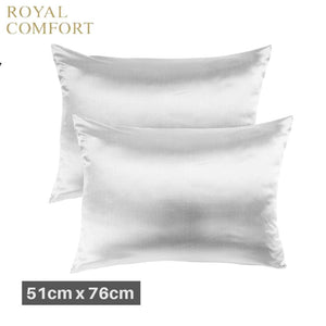 MULBERRY Silk Pillowcase TWIN PACK - SIZE: 51cm x 76cm - SILVER