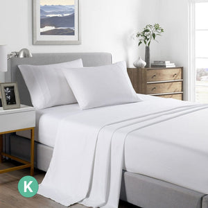 Bed Sheet 2000TC Royal Comfort Bamboo Cooling Sheet Set Ultra Soft Bedding - King - White