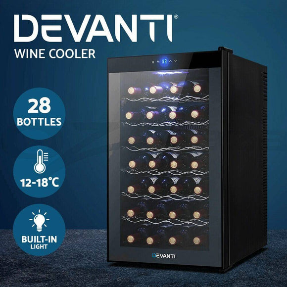 Wine Cooler 28 Bottles Devanti-Black