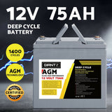 75Ah Deep Cycle Battery 12V AGM Marine Sealed Power Portable Box Solar Caravan Camping