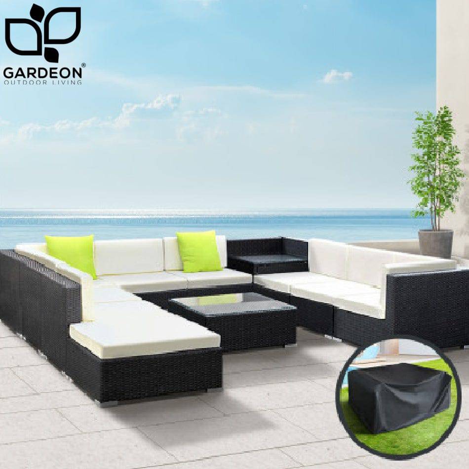 Gardeon 11PC Sofa Set with Storage Cover Outdoor Furniture Wicker